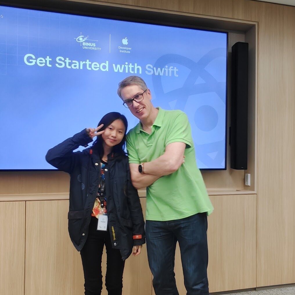 Novita with Paul Hudson at Apple Developer Academy
